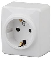 Розетка с заземлением накладная Эра Эксперт 1-м. белый картинка